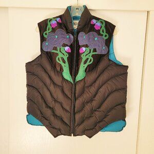 Down vest. Size L. Black, blue, violet, green.